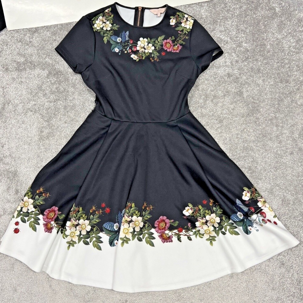 Ted Baker London Chestna Women's 2/US 6 X Line Cocktail Dress wh9w Black Floral
